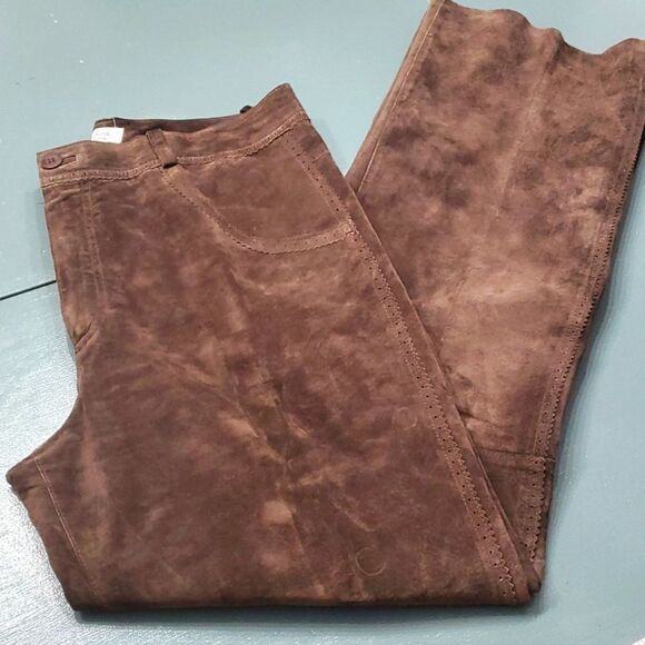Women's suede pants, by think tank. Y2K  Completely lined. Size 6. Brownish gray - Picture 1 of 10